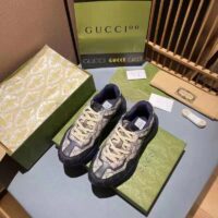 Gucci Unisex GG Rhyton Sneaker Beige Blue GG Supreme Canvas 5 Cm Heel (1)