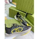 Gucci Unisex GG Run Sneaker Black Lime Technical Knit Fabric Rubber Interlocking G - Image 2