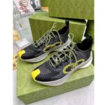 Gucci Unisex GG Run Sneaker Black Lime Technical Knit Fabric Rubber Interlocking G - Image 4