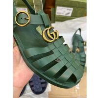 Gucci Unisex GG Sandal Double G Transparent Emerald Green Rubber Flat (3)