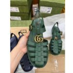 Gucci Unisex GG Sandal Double G Transparent Emerald Green Rubber Flat - Image 4