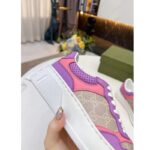 Gucci Unisex GG Sneaker Pink Purple Beige Supreme Canvas Grey Perforated Leather - Image 7