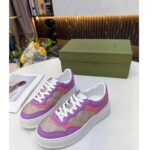 Gucci Unisex GG Sneaker Pink Purple Beige Supreme Canvas Grey Perforated Leather - Image 4