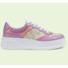 Gucci Unisex GG Sneaker Pink Purple Beige Supreme Canvas Grey Perforated Leather