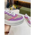 Gucci Unisex GG Sneaker Pink Purple Beige Supreme Canvas Grey Perforated Leather - Image 8
