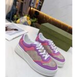Gucci Unisex GG Sneaker Pink Purple Beige Supreme Canvas Grey Perforated Leather - Image 2