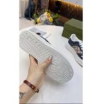 Gucci Unisex GG Sneaker White Beige Blue Supreme Canvas Grey Perforated Leather – Image 8