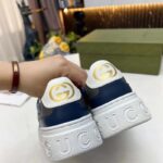 Gucci Unisex GG Sneaker White Beige Blue Supreme Canvas Grey Perforated Leather – Image 7