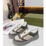 Gucci Unisex GG Sneaker White Beige GG Supreme Canvas Grey Perforated Leather - Image 3