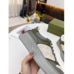 Gucci Unisex GG Sneaker White Beige GG Supreme Canvas Grey Perforated Leather - Image 10