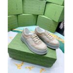 Gucci Unisex GG Sneaker White Beige Supreme Canvas Grey Perforated Leather - Image 3