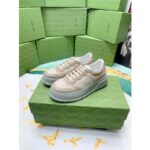 Gucci Unisex GG Sneaker White Beige Supreme Canvas Grey Perforated Leather - Image 5