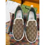 Gucci Unisex GG Tennis 1977 Slip On Sneaker Beige Ebony GG Supreme Canvas – Image 2