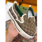 Gucci Unisex GG Tennis 1977 Slip On Sneaker Beige Ebony GG Supreme Canvas – Image 3