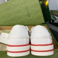 Gucci Unisex GG Tennis 1977 Sneaker White Leather Rubber Sole Velcro Closure Flat (9)
