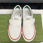 Gucci Unisex GG Tennis 1977 Sneaker White Leather Rubber Sole Velcro Closure Flat – Image 3