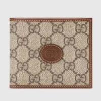 Gucci Unisex GG Wallet Interlocking G Beige Ebony GG Supreme Fabric (1)