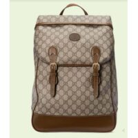 Gucci Unisex Medium Backpack Interlocking G Beige Ebony GG Supreme Canvas (6)