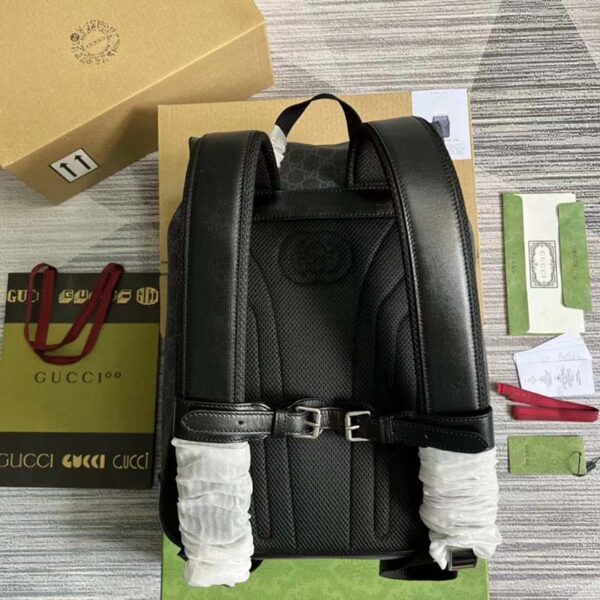 Gucci Unisex Medium Backpack Interlocking G Black GG Supreme Canvas (3)