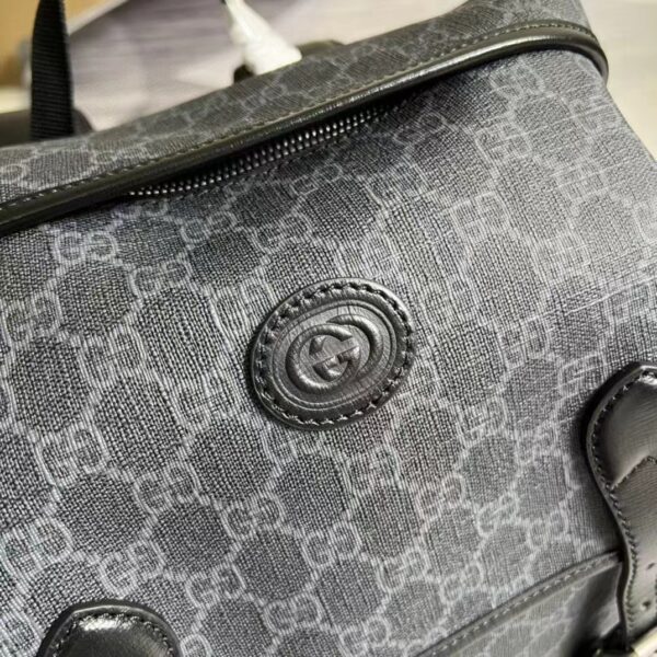 Gucci Unisex Medium Backpack Interlocking G Black GG Supreme Canvas (4)