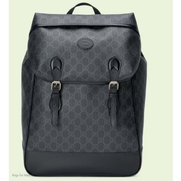 Gucci Unisex Medium Backpack Interlocking G Black GG Supreme Canvas (5)