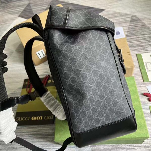 Gucci Unisex Medium Backpack Interlocking G Black GG Supreme Canvas (6)