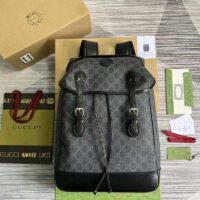 Gucci Unisex Medium Backpack Interlocking G Black GG Supreme Canvas (5)