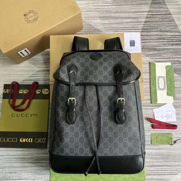 Gucci Unisex Medium Backpack Interlocking G Black GG Supreme Canvas (9)