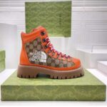Gucci Unisex North Face x Gucci Boot Beige Ebony GG Supreme Canvas Low Heel - Image 2