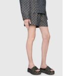 Gucci Unisex Platform Slide Sandal Black Ivory GG Denim Mid 6 Cm Heel - immagine 8