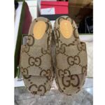 Gucci Unisex Platform Slide Sandal Camel Ebony Maxi GG Canvas 6 Cm Heel - immagine 2