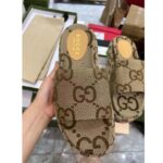 Gucci Unisex Platform Slide Sandal Camel Ebony Maxi GG Canvas 6 Cm Heel - immagine 5