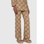 Gucci Unisex Platform Slide Sandal Camel Ebony Maxi GG Canvas 6 Cm Heel - immagine 7