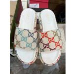 Gucci Unisex Platform Slide Sandal Multicolor GG Linen Fabric Mid 6 Cm Heel - Image 2