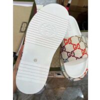 Gucci Unisex Platform Slide Sandal Multicolor GG Linen Fabric Mid 6 Cm Heel (3)