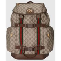 Gucci Unisex Skateboard Backpack Web Beige Ebony GG Supreme Canvas