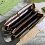 Gucci Unisex Zip Around Wallet Interlocking G Beige Ebony GG Supreme Canvas - immagine 4