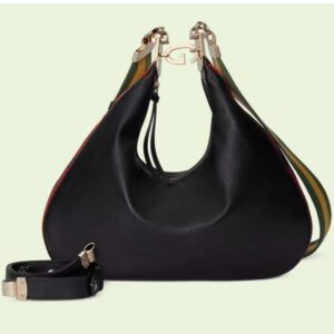 Gucci Women Attache Large Shoulder Bag Black Leather