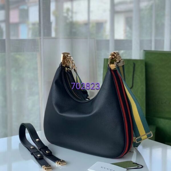Gucci Women Attache Large Shoulder Bag Black Leather (5)