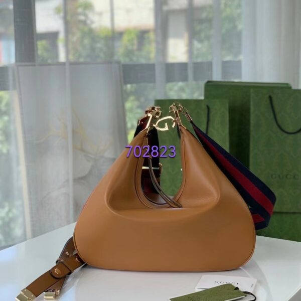 Gucci Women Attache Large Shoulder Bag Dark Orange Leather (2)