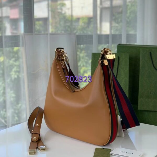 Gucci Women Attache Large Shoulder Bag Dark Orange Leather (6)