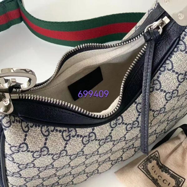 Gucci Women Attache Small Shoulder Bag Beige Blue GG Supreme Canvas (11)