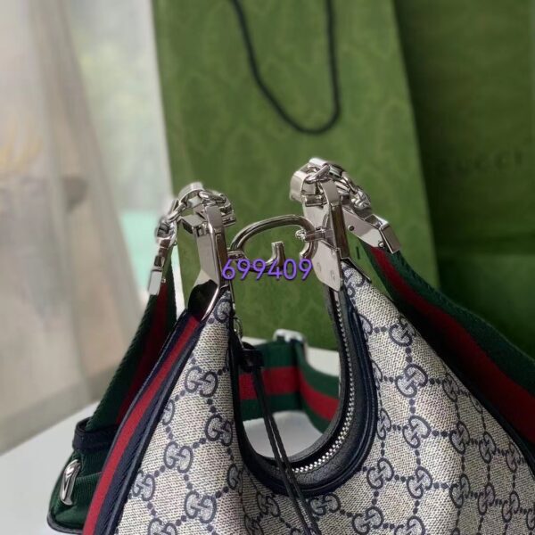Gucci Women Attache Small Shoulder Bag Beige Blue GG Supreme Canvas (5)