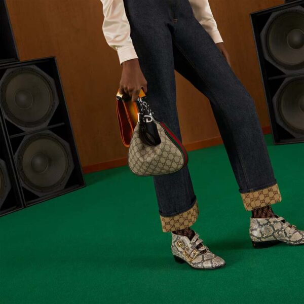 Gucci Women Attache Small Shoulder Bag Beige Ebony GG Supreme Canvas (2)