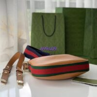 Gucci Women Attache Small Shoulder Bag Oatmeal Leather Orange Black Web (3)