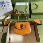 Gucci Women Bamboo 1947 Mini Top Handle Bag Orange Leather Bamboo Hardware - Bild 2