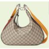 Gucci Women GG Attache Large Shoulder Bag Beige Ebony GG Supreme Canvas