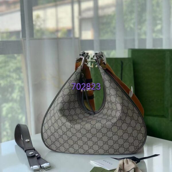 Gucci Women GG Attache Large Shoulder Bag Beige Ebony GG Supreme Canvas (4)