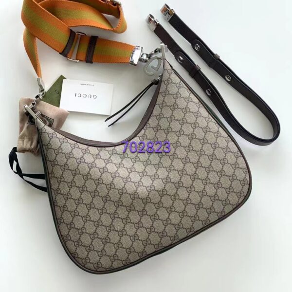 Gucci Women GG Attache Large Shoulder Bag Beige Ebony GG Supreme Canvas (5)