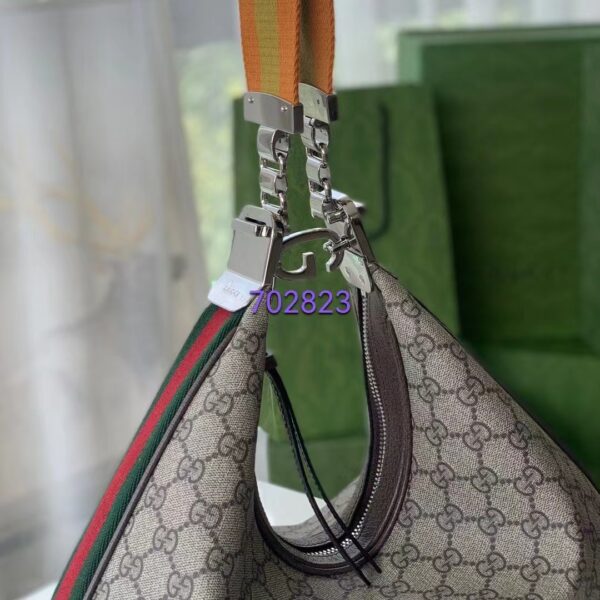 Gucci Women GG Attache Large Shoulder Bag Beige Ebony GG Supreme Canvas (9)